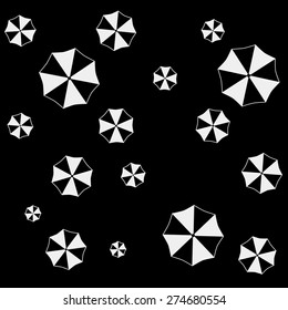 Geometric simple monochrome minimalistic vector holiday pattern, umbrellas