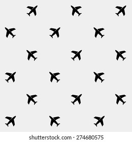 Geometric simple monochrome minimalistic vector holiday pattern, planes