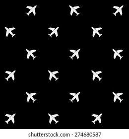 Geometric simple monochrome minimalistic vector holiday pattern, planes