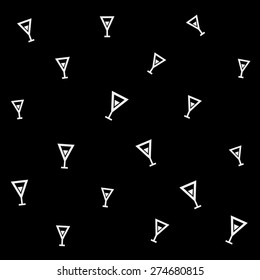 Geometric simple monochrome minimalistic vector holiday pattern, cocktails