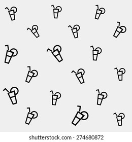 Geometric simple monochrome minimalistic vector holiday pattern, cocktails