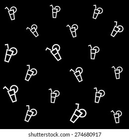 Geometric simple monochrome minimalistic vector holiday pattern, cocktails