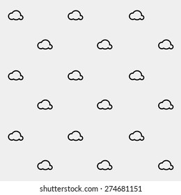Geometric simple monochrome minimalistic vector holiday pattern, clouds