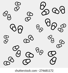 Geometric simple monochrome minimalistic vector holiday pattern, flip flops