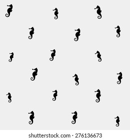 Geometric simple monochrome minimalistic vector marine pattern, seahorse