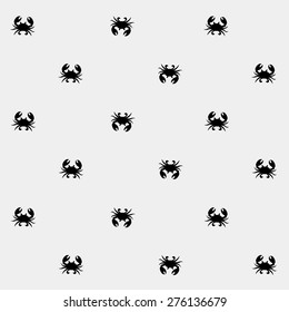 Geometric simple monochrome minimalistic vector marine pattern, crabs