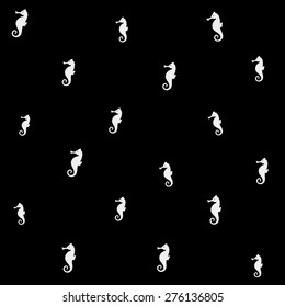 Geometric simple monochrome minimalistic vector marine pattern, seahorse
