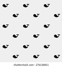 Geometric simple monochrome minimalistic vector marine pattern, whales