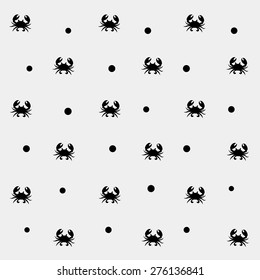 Geometric simple monochrome minimalistic vector marine pattern, crabs