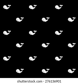 Geometric simple monochrome minimalistic vector marine pattern, whales