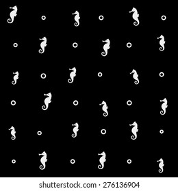 Geometric simple monochrome minimalistic vector marine pattern, seahorse