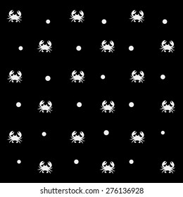 Geometric simple monochrome minimalistic vector marine pattern, crabs