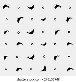 Geometric simple monochrome minimalistic vector marine pattern, dolphins