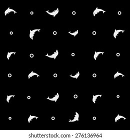 Geometric simple monochrome minimalistic vector marine pattern, dolphins