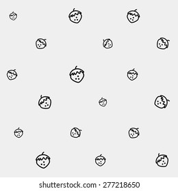 Geometric simple monochrome minimalistic vector pattern, strawberry