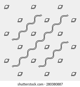 Geometric simple monochrome minimalistic vector pattern, science, planets