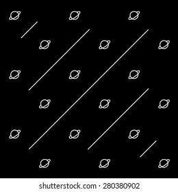 Geometric simple monochrome minimalistic vector pattern, science, planets