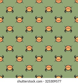 Geometric simple monochrome minimalistic vector seamless pattern of brown crabs
