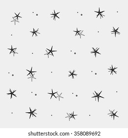 Geometric simple monochrome minimalistic vector holiday pattern, starfish