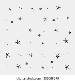 Geometric simple monochrome minimalistic vector holiday pattern, starfish, sea shell