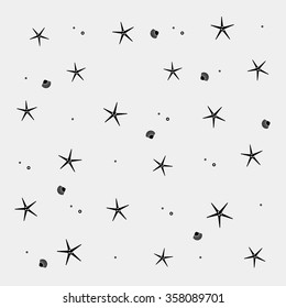 Geometric simple monochrome minimalistic vector holiday pattern, starfish, sea shell