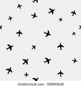 Geometric simple monochrome minimalistic vector holiday pattern planes