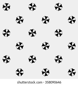 Geometric simple monochrome minimalistic vector holiday pattern, umbrellas