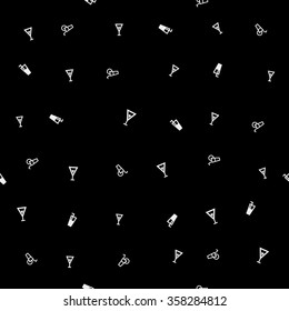 Geometric simple monochrome minimalistic vector holiday pattern, cocktails
