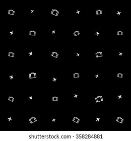 Geometric simple monochrome minimalistic vector holiday pattern, suitcase or bag