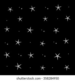 Geometric simple monochrome minimalistic vector holiday pattern, starfish