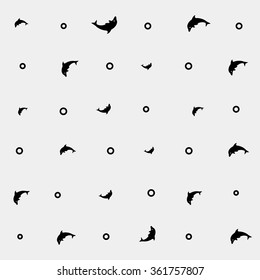 Geometric simple monochrome minimalistic vector marine pattern, dolphins