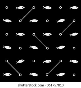 Geometric simple monochrome minimalistic vector marine pattern, fish
