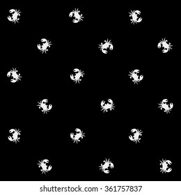 Geometric simple monochrome minimalistic vector marine pattern, crabs