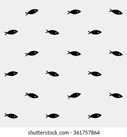 Geometric Simple Monochrome Minimalistic Vector Marine Pattern, Fish