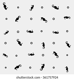 Geometric simple monochrome minimalistic vector marine pattern, seahorse