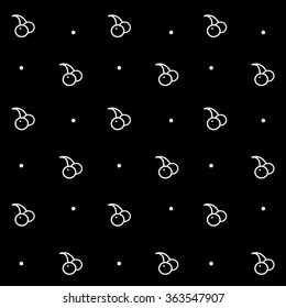 Geometric simple monochrome minimalistic vector pattern, cherry, berry