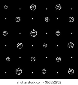 Geometric simple monochrome minimalistic vector pattern, strawberry