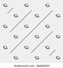 Geometric simple monochrome minimalistic vector pattern, science, planets