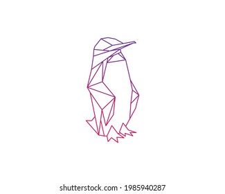 logo geométrico simple pingüino con color gradiente, icono de mascota del logo del pingüino