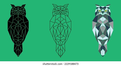 Geometric simple polygonal owl illustration, vector picture