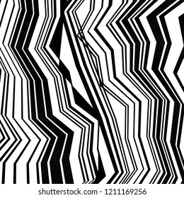 Impresión geométrica simple, patrón geométrico abstracto con rayas texturadas, patrón zigzag negro, patrón zag zig, fondo negro y blanco abstracto, textura vectorial geométrica única hecha con estilo étnico