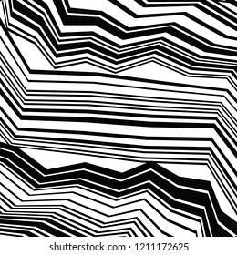 Geometric Simple Print, Abstract Striped Textured Geometric Pattern, Black Zigzag Pattern, Zig Zag Pattern,  Abstract Black and White Background, Unique Geometric Vector Texture Made in Ethnic Style