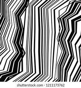 Geometric Simple Print, Abstract Striped Textured Geometric Pattern, Black Zigzag Pattern, Zig Zag Pattern,  Abstract Black and White Background, Unique Geometric Vector Texture Made in Ethnic Style