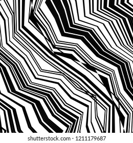 Geometric Simple Print, Abstract Striped Textured Geometric Pattern, Black Zigzag Pattern, Zig Zag Pattern,  Abstract Black and White Background, Unique Geometric Vector Texture Made in Ethnic Style