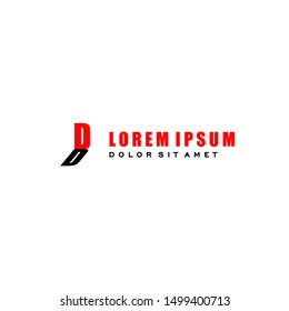 geometric simple red D logo letter with black shadow design