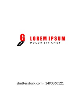 geometric simple red G logo letter with black shadow design