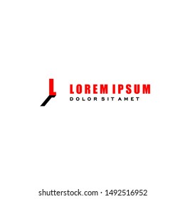geometric simple red L logo letter with black shadow design