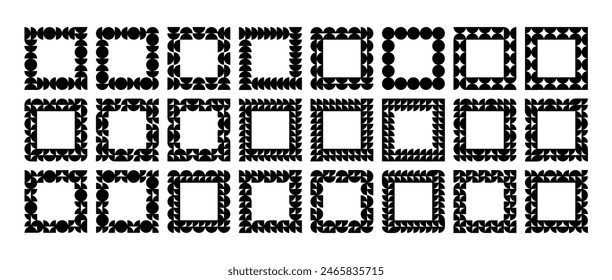 Geometric simple round circle abstract square border set