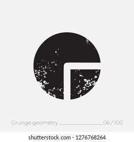 Geometric simple shape in grunge retro style. Universal design element for T-shirt, Posters, Magazine, sale leaflet, billboard, branding