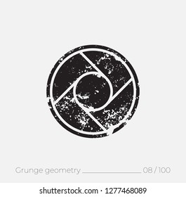 Geometric simple shape in grunge retro style. Universal design element for T-shirt, Posters, Magazine, sale leaflet, billboard, branding